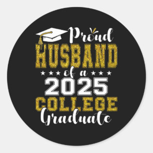 Proud Husnd of 2025 Graduate Uni Shirt Graduat Runder Aufkleber