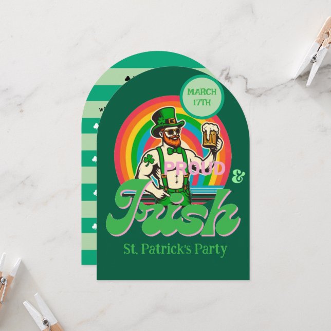 Proud & Irish St Patrick Custom LGBTQ+ Einladung (Vorderseite/Rückseite Beispiel)