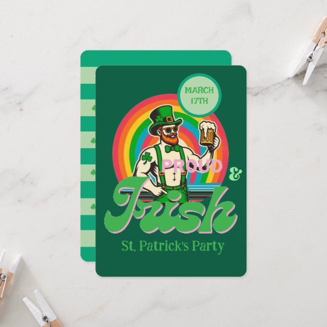 Proud & Irish St Patrick Custom LGBTQ+ Einladung (Vorderseite/Rückseite Beispiel)