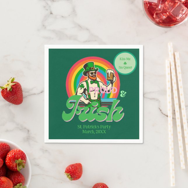 Proud & Irish St Patrick Custom LGBTQ+ Serviette (Beispiel)