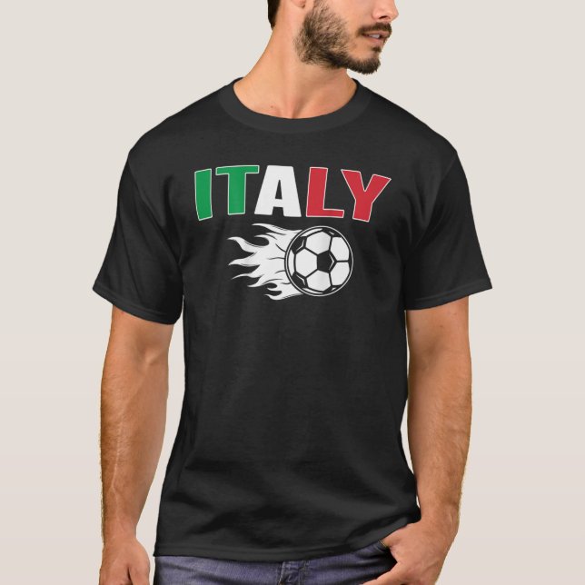 Proud Italy Soccer Fans Jersey Italienische Flagge T-Shirt (Vorderseite)
