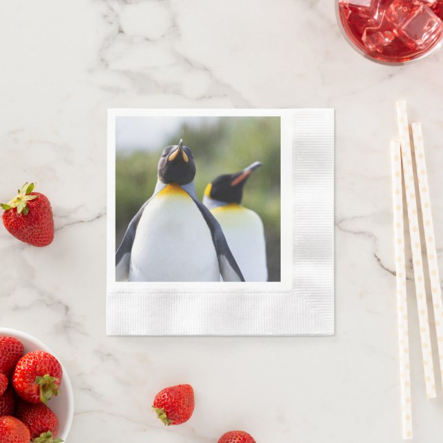 Proud King Pinguins Foto Serviette (Beispiel)