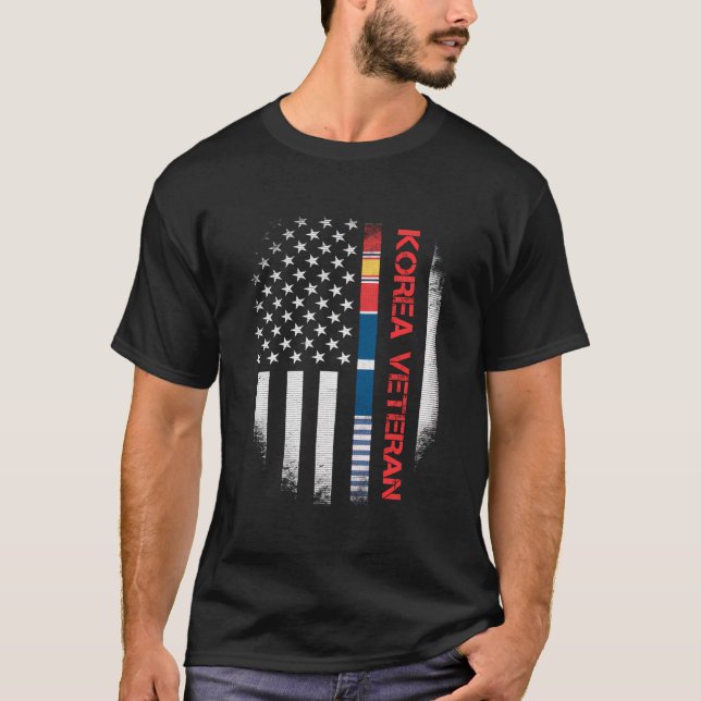 Proud Korea Veteran US Flag T Shirt Koreakrieg Mil (Vorderseite)