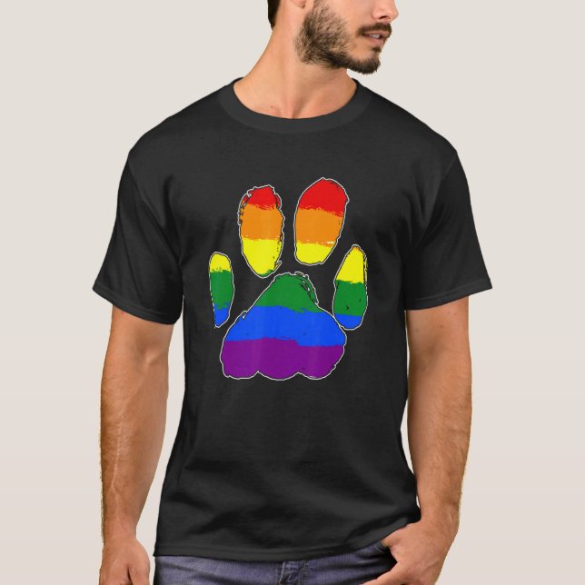 Proud Lgbt Allies Furry Rainbow Cat Dog Paw Kitten T-Shirt (Vorderseite)