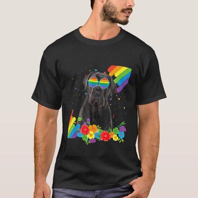 Proud Lgbt Gay Cane Corso Dog Prig Flag Regenbogen T-Shirt (Vorderseite)