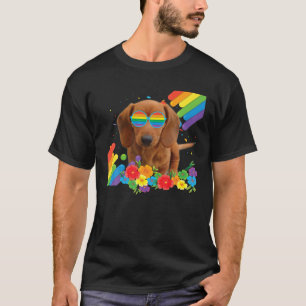 Proud LGBT Gay Dackel Dog Pride Flag Regenbogen LG T-Shirt