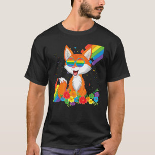 Proud Lgbt Gay Fox Pride Flag Regenbogen Lgbtq Les T-Shirt