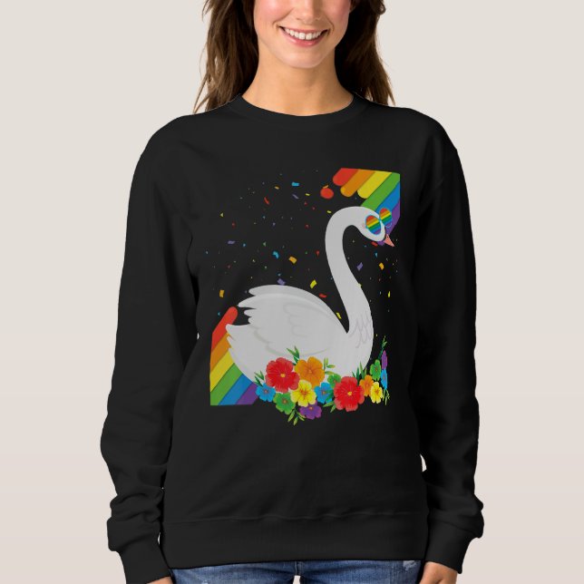 Proud Lgbt Gay Swan Pride Flag Regenbogen Lgbtq Le Sweatshirt (Vorderseite)