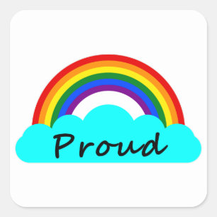 Proud - LGBT Rainbow Quadratischer Aufkleber