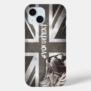 Proud Lion Union Jack Patriotic Custom Text Case-Mate iPhone Hülle