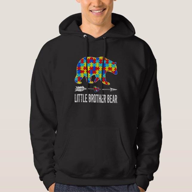 Proud Little Brother Bear Autiseness Bars Awarenes Hoodie (Vorderseite)