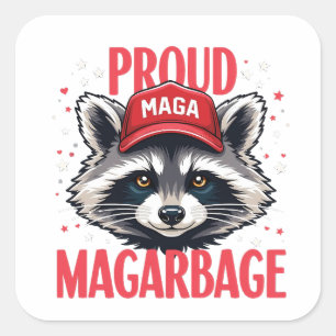 Proud MAGA Garbage für Trump-Unterstützer Wahlen Quadratischer Aufkleber