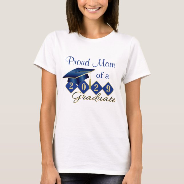 Proud Mama Abschluss Blue & Gold T-Shirt (Vorderseite)
