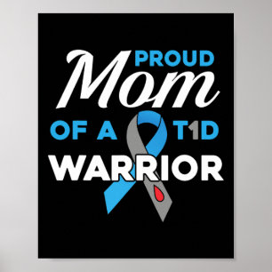 Proud Mama Diabetes Warrior T1d Bewusstsein Typ 1 Poster