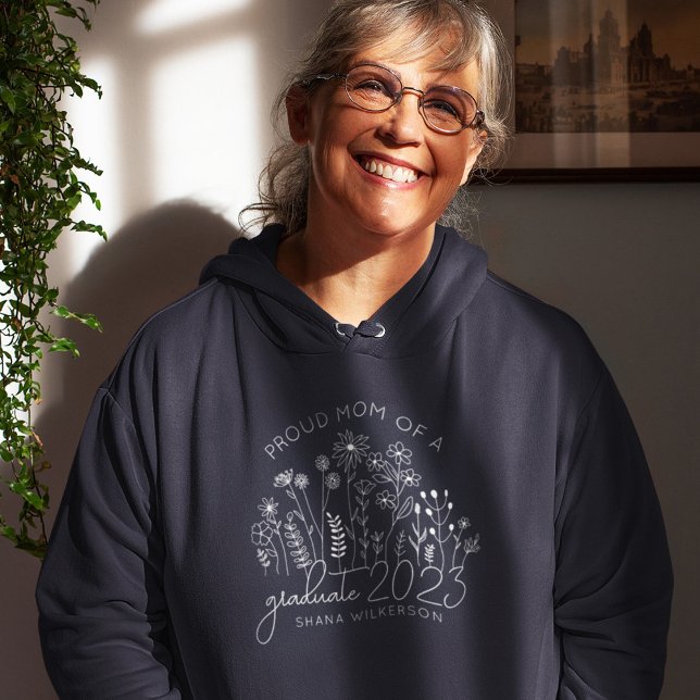 Proud Mama Graduate Blooming Wildblume Moderne Hoodie (Von Creator hochgeladen)