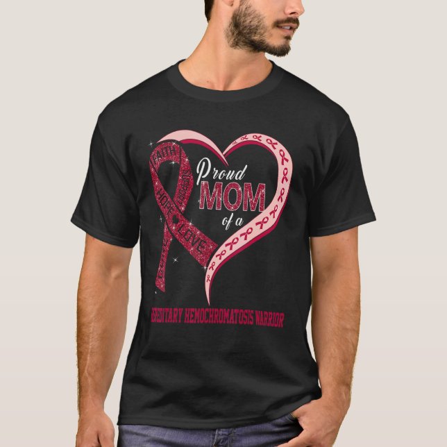 Proud Mama Hereditary Hemochromatose Warrior ri T-Shirt (Vorderseite)