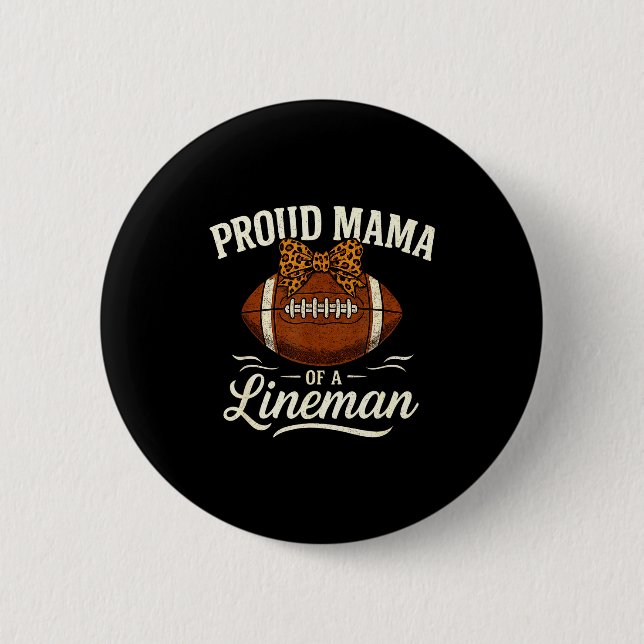 Proud Mama Of A Football Lineman Leopard Srts Bow  Button (Vorderseite)