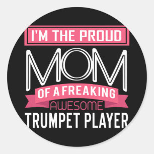 Proud Mama Phantastisch Trumpet Player Marching Ba Runder Aufkleber