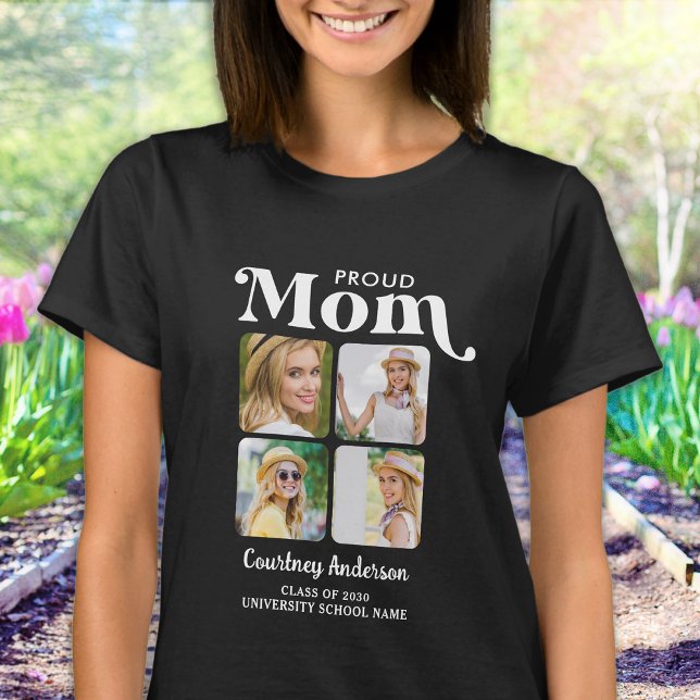 Proud-MAMA Retro Moderne, 4 Foto Abschluss T-Shirt (Von Creator hochgeladen)
