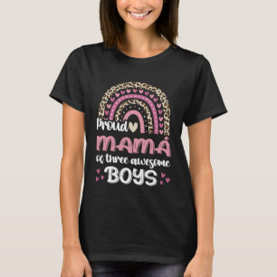 Proud Mama von drei Phantastischen Jungen Leopard T-Shirt