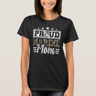 Proud Marine Military Veteran Mama Mama Mommy Moth T-Shirt