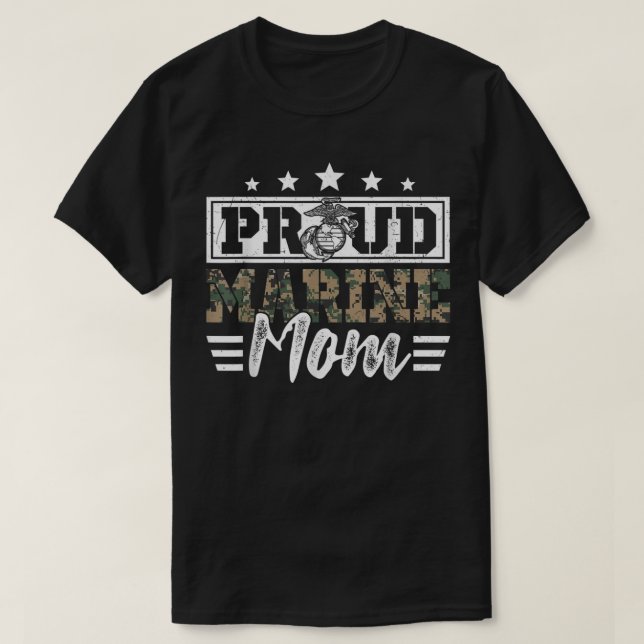 Proud Marine Military Veteran Mama Mama Mommy Moth T-Shirt (Design vorne)