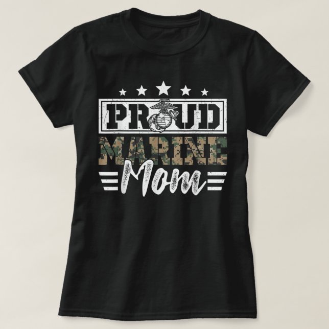 Proud Marine Military Veteran Mom Mama Mommy Mothe T-Shirt (Design vorne)
