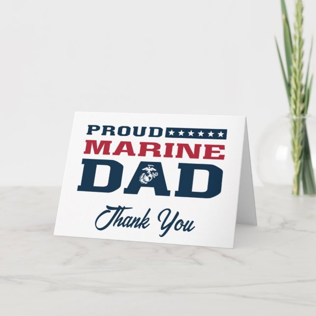 Proud Marine Vater - Farbe Dankeskarte (Vorderseite)