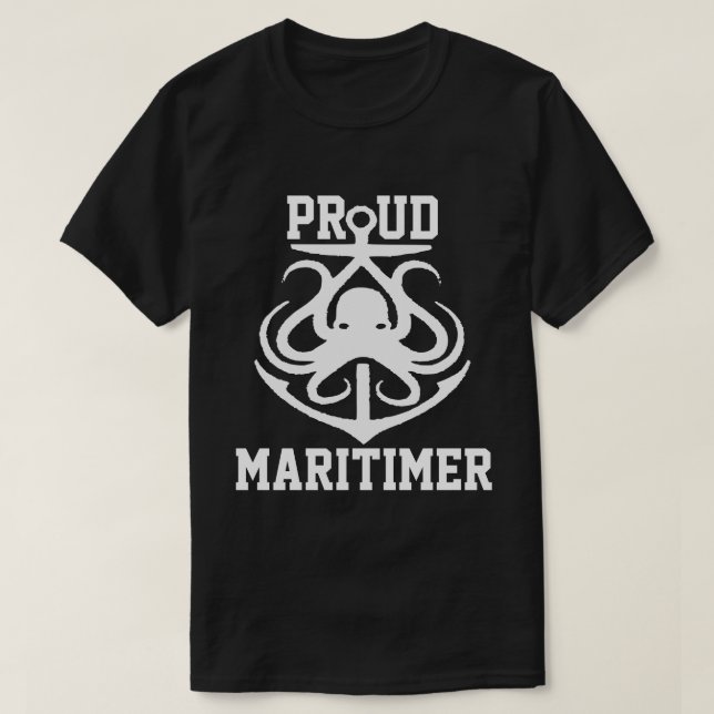 Proud Maritimer Anker Oktopus Leuchtturmroute T-Shirt (Design vorne)