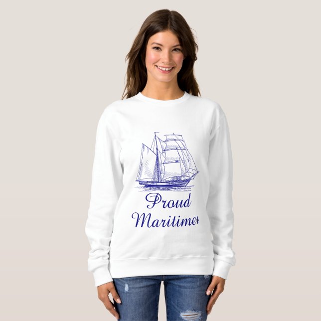 Proud Maritimer Sweater Segel Schiff Sweatshirt (Vorne ganz)