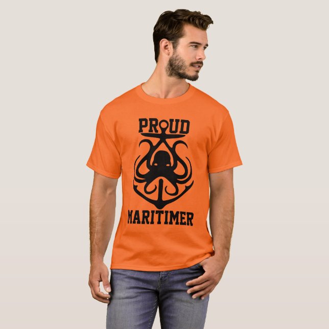 Proud Maritimer T - Shirt octopus Lighthouse Route (Vorne ganz)