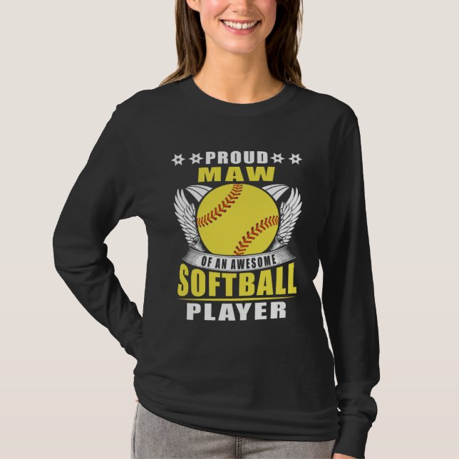 Proud Maw Of An Awesome Softball Player Softball M T-Shirt (Vorderseite)