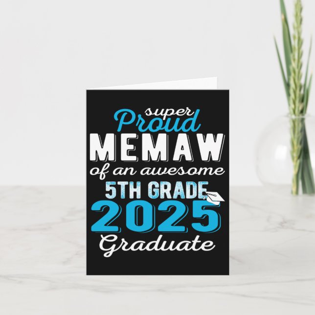 Proud Memaw of 5th Grade Graduate 2025 Elementar Karte (Vorderseite)