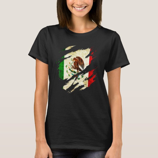 Proud mexikanisch Chicano Latino Torn Ripped Mexic T-Shirt (Vorderseite)