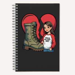 Proud Military Ehefrau - "Boot Ehefrau" Herz Notizbuch
