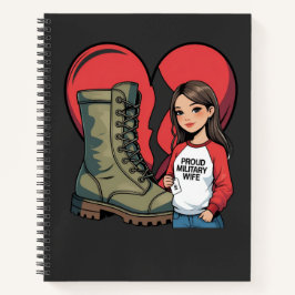 Proud Military Ehefrau - "Boot Ehefrau" Herz Notizbuch