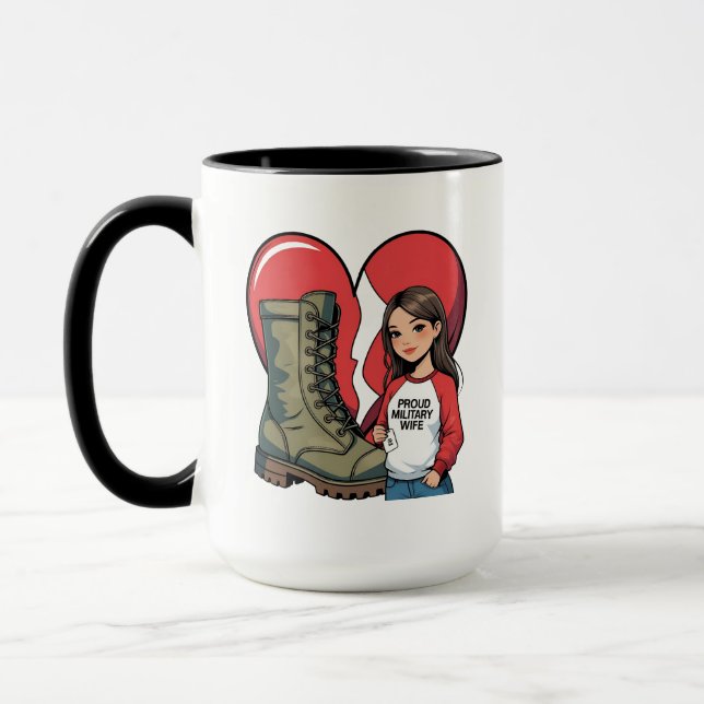 Proud Military Ehefrau - "Boot Ehefrau" Herz Tasse (Links)