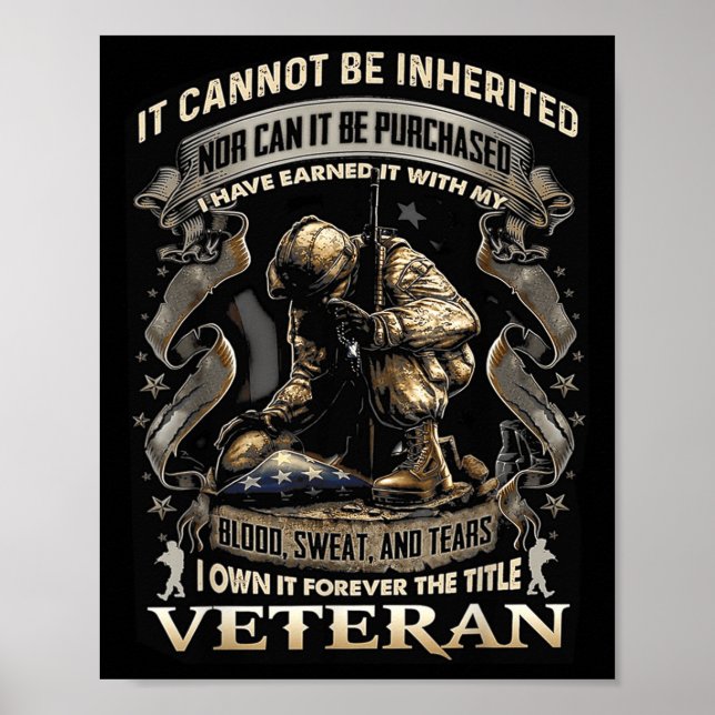 Proud Military Veteran Patriotic American Flag It  Poster (Vorne)