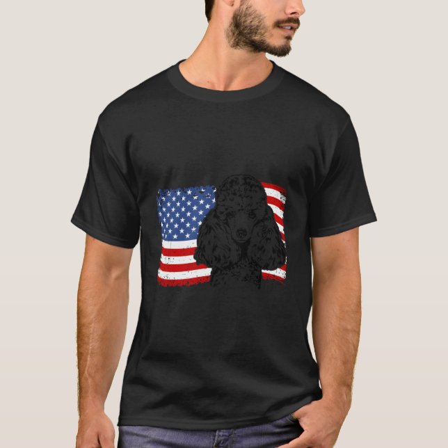 Proud Miniature Poodle American Flag Patriotic Dog T-Shirt (Vorderseite)