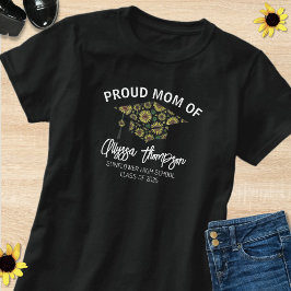 Proud Mom Class Of 2026 Graduate Floral Grad Cap T-Shirt