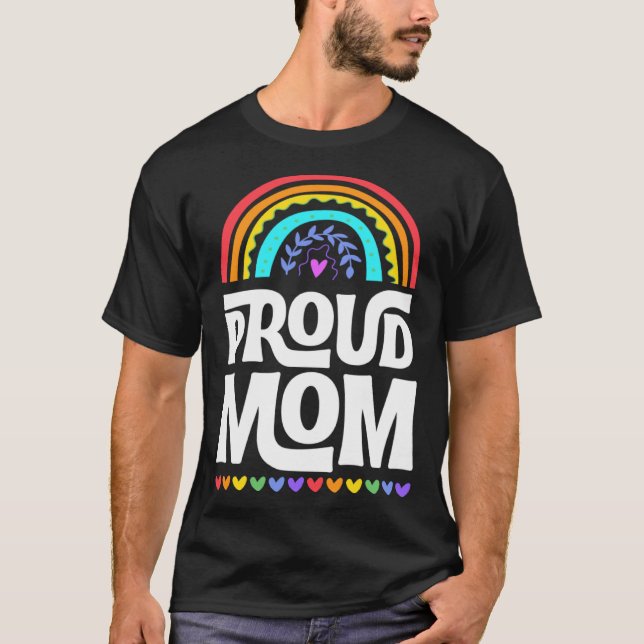 Proud Mom Gay Pride Flag Mothers Day Bohemian Rain T-Shirt (Vorderseite)