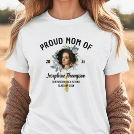 Proud Mom Of Elegant Floral 2026 Graduation Photo Tri-Blend Shirt