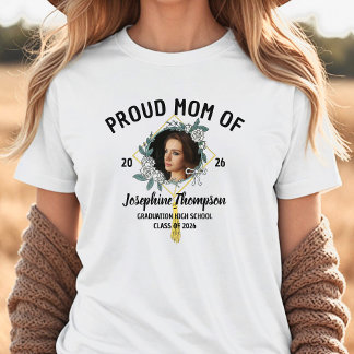 Proud Mom Of Elegant Floral 2026 Graduation Photo Tri-Blend Shirt