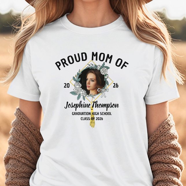 Proud Mom Of Elegant Floral 2026 Graduation Photo Tri-Blend Shirt (Von Creator hochgeladen)