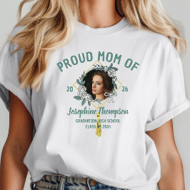 Proud Mom Of Name Floral 2026 Graduation Photo Tri-Blend Shirt