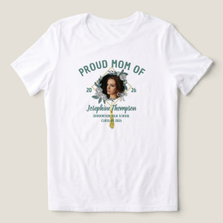 Proud Mom Of Name Floral 2026 Graduation Photo Tri-Blend Shirt