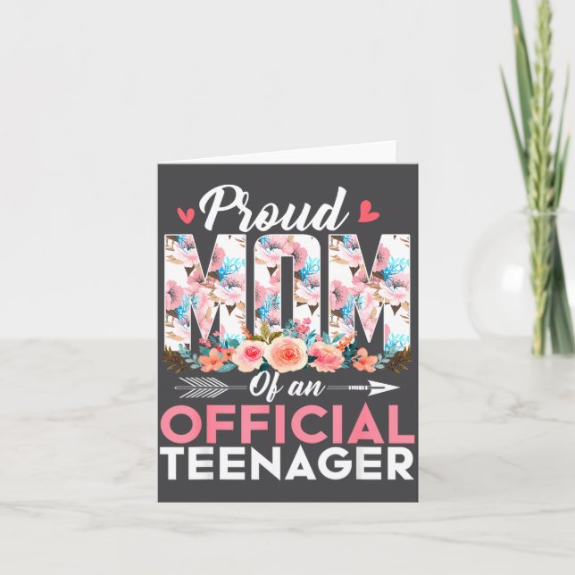 Proud Mom Of Teenager 13th Birthday Gift Girls Tee Karte (Vorderseite)