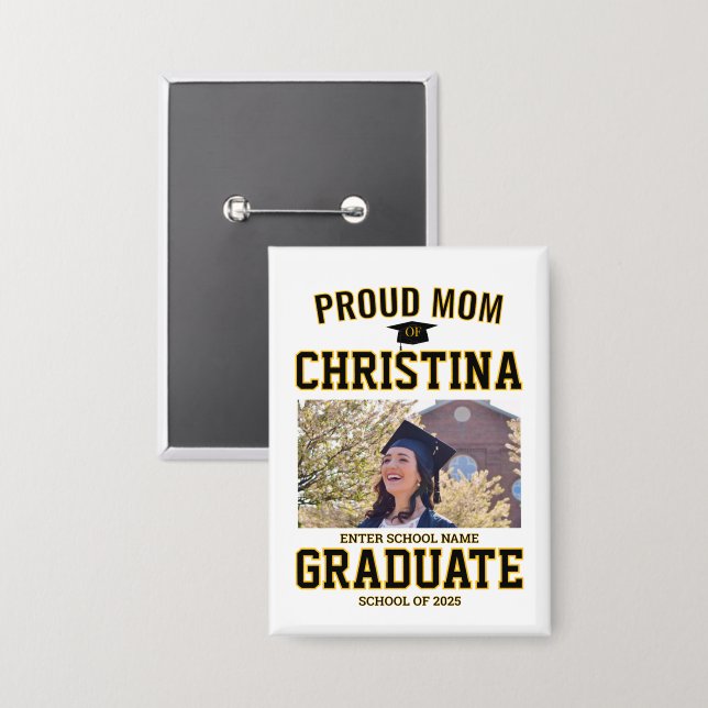 Proud mom parent of student of class of 2025 button (Vorderseite/Rückseite)
