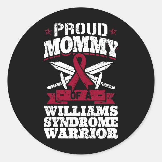 Proud Mommy eines Williams-Syndroms Warrior Awaren Runder Aufkleber (Vorderseite)