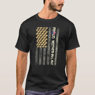 Proud Mother on Law American Flag Football Mother T-Shirt